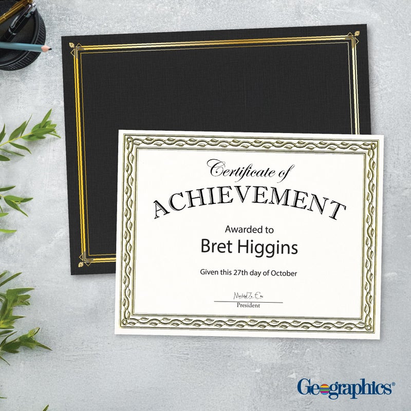 Geographics Parchment Certificates, 8-1/2" x 11", Serpentine Gold Foil, Pack Of 12 - Image 3